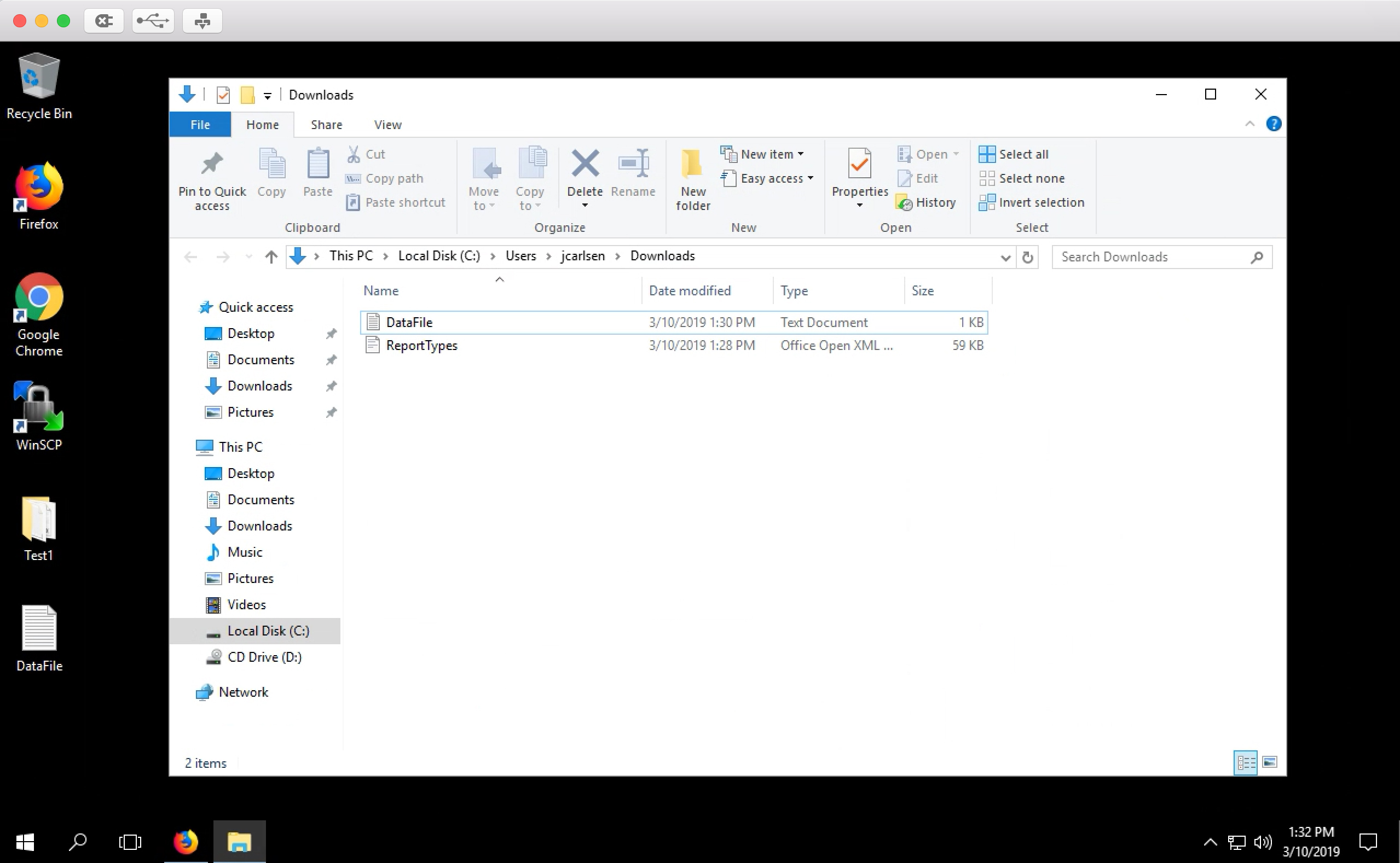 screenshot showing VMware Horizon data transfer